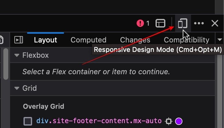 Режим адаптивного дизайна в Firefox на Mac