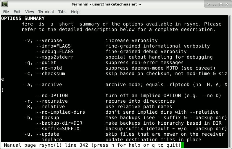 параметры командной строки rsync