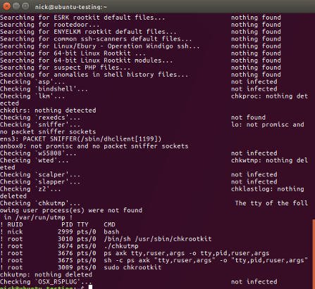 Сканирование Chkrootkit