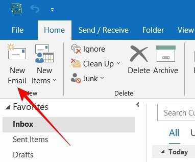 Расписание электронной почты Outlook для ПК Новая электронная почта