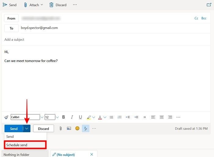 Расписание электронной почты Outlook. Веб-расписание отправки.