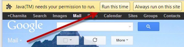 Разрешите Java работать в Gmail.