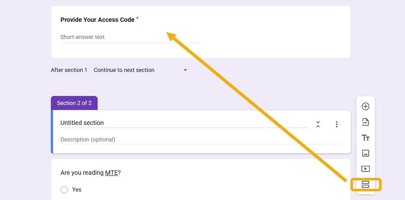 Раздел в Google Forms