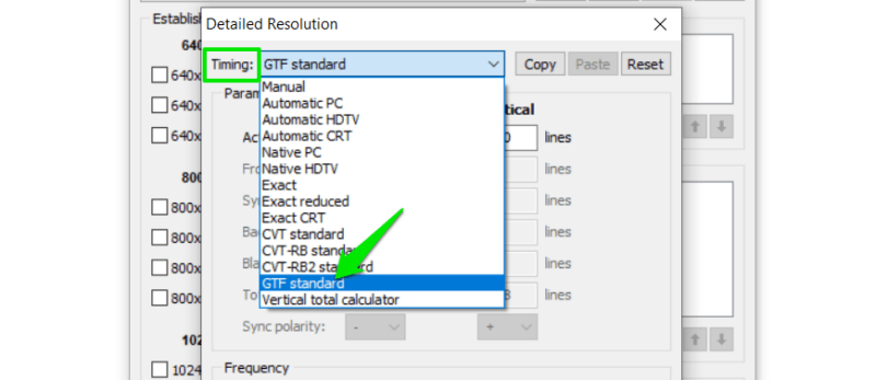 Выберите стандарт GTF