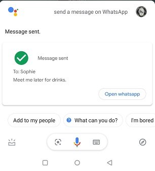 Отправка сообщений Google Assistant Hands Free Text WhatsApp