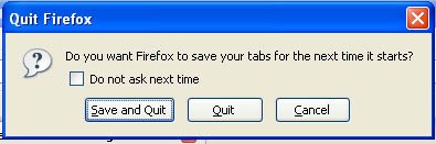 Скриншот Firefox 3 Beta 2 – сохранение сеанса