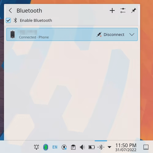 Настройка сопряженного устройства Bluetooth Linux 15 Kde