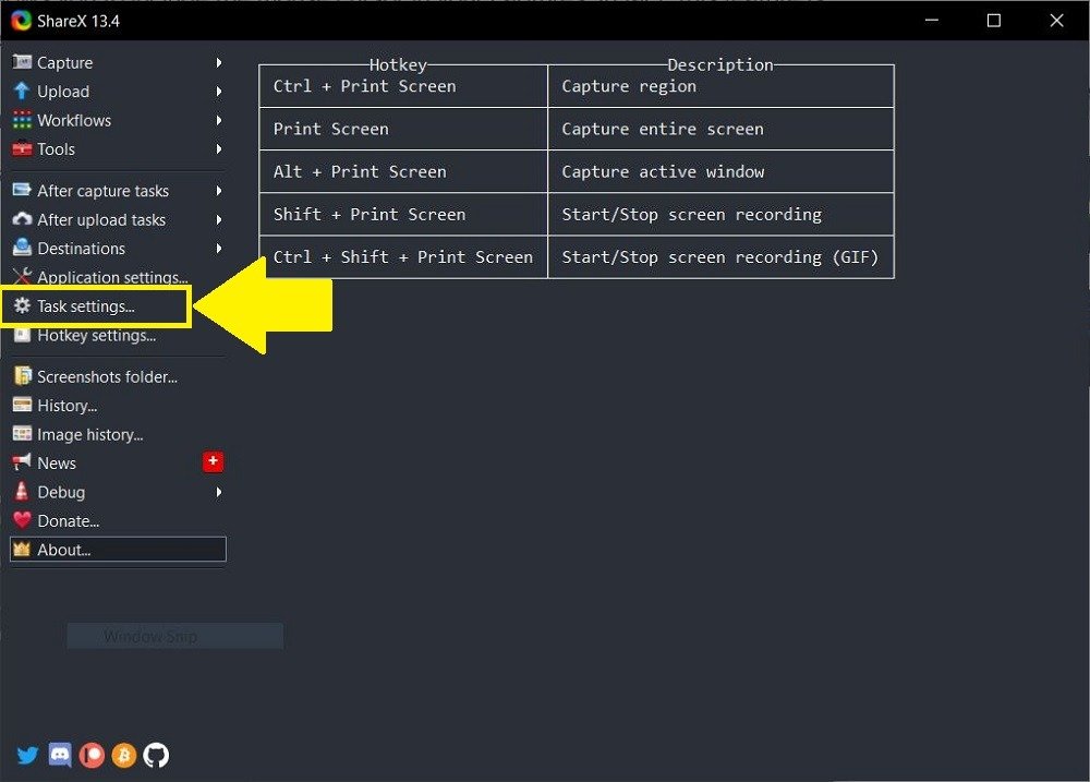Снимок экрана Sharex с курсором мыши Windows