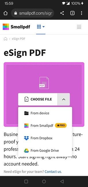 Подписать PDF-файл Android Небольшой PDF-файл Загрузить