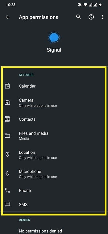 Приложение Signal не работает со всеми разрешениями