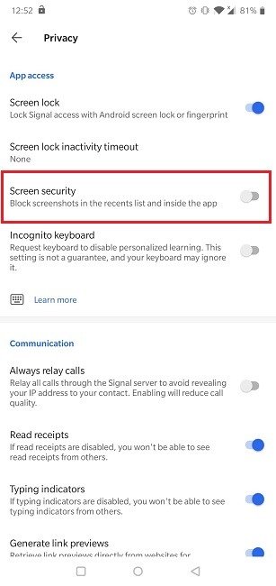 Функции Signal, которые стоит попробовать Screen Security