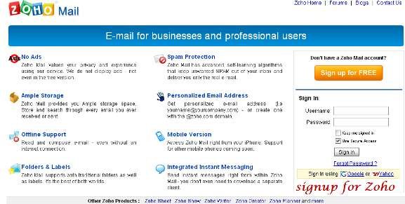 Подпишитесь на почту Zoho