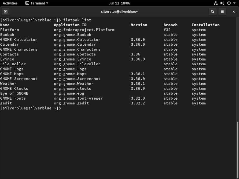 Список пакетов Silverblue Flatpak