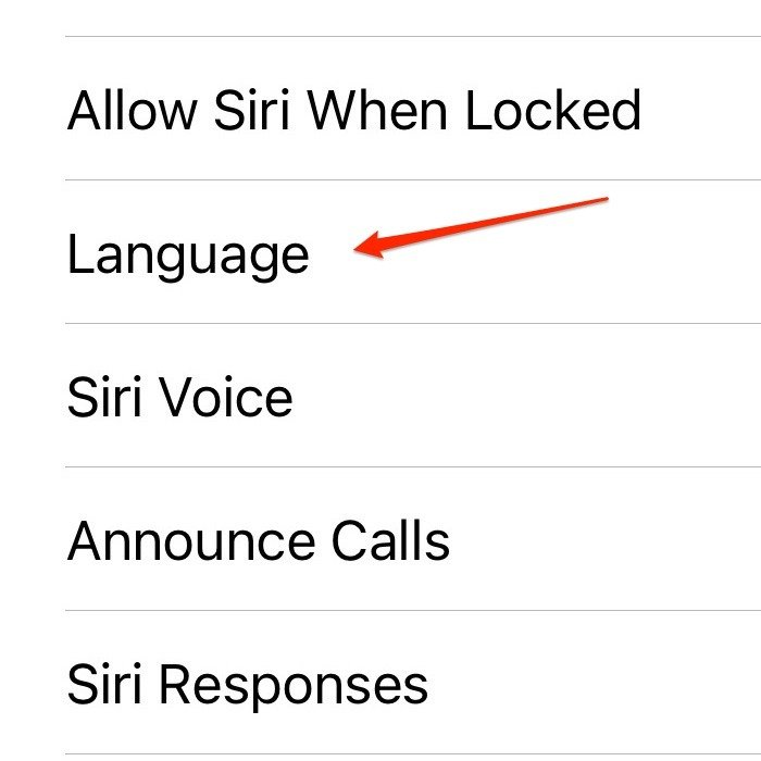 Языковые настройки Siri для iPhone