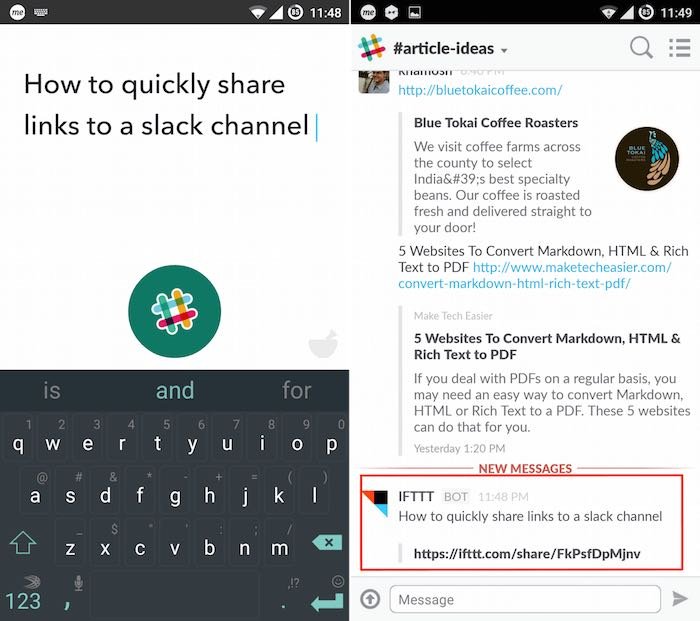 Обратите внимание на рецепт Slack для IFTTT.