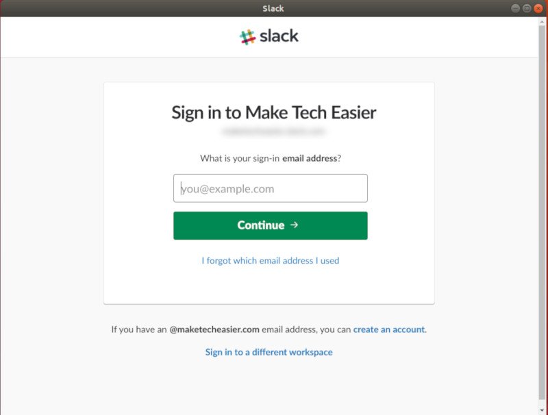 Slack Введите адрес электронной почты