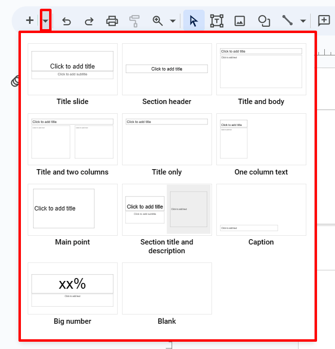 Макеты слайдов в Google Slides