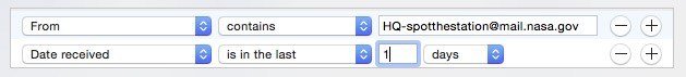 Отфильтруйте результаты, указав только электронные письма, полученные со вчерашнего дня.