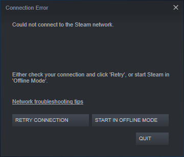 Steam не открывает ошибку подключения