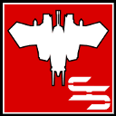 Иконка белого корабля для Steel Storm на красном фоне
