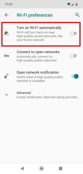 Остановить автоматическое включение Wi-Fi Android