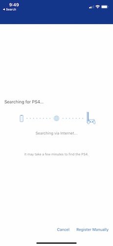Поток игр для PS4 Устройства iOS Регистрация вручную