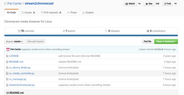 поток2chromecast-разработчик-github