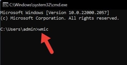 Ввод команды «wmic» в cmd.