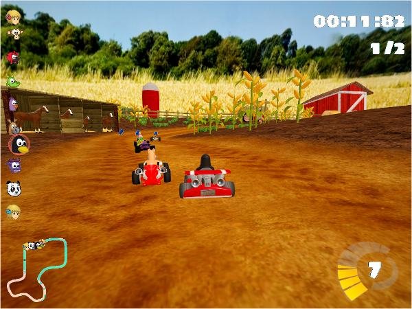 Гонки в SuperTuxKart для Linux.