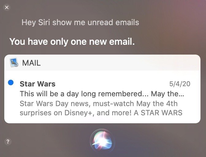 Неожиданное использование электронной почты Siri Mac