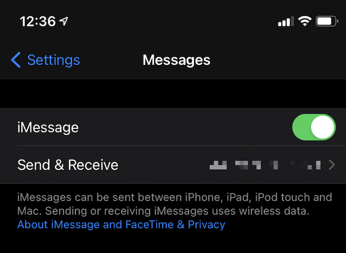 Ссылка «Отправить и получить» в iOS.