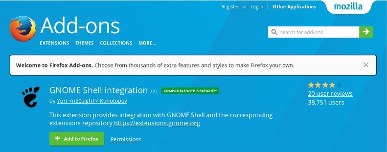 Дополнение GNOME Shell для Firefox