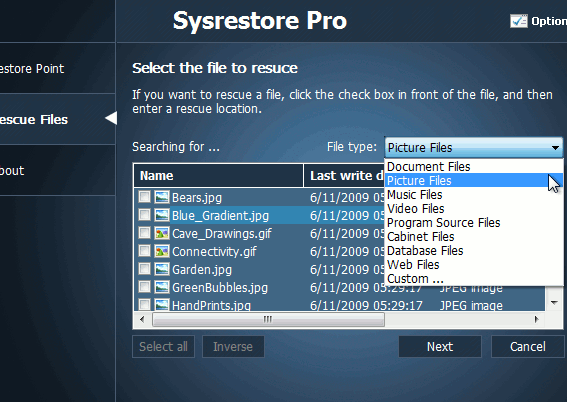 sysrestore-pro-recover-files-filter