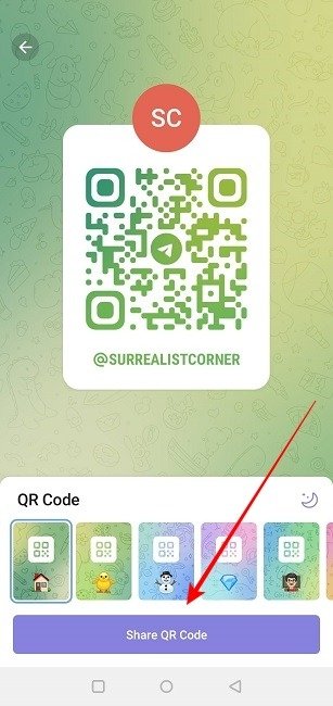 Канал Telegram Мобильный Поделиться Qr-кодом