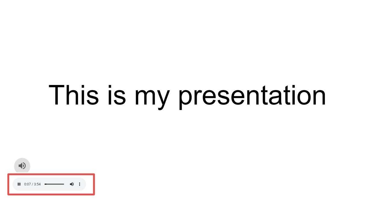 Элементы управления воспроизведением аудио в Google Slides