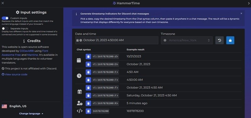 Выбор между различным синтаксисом чата для сервера Discord.