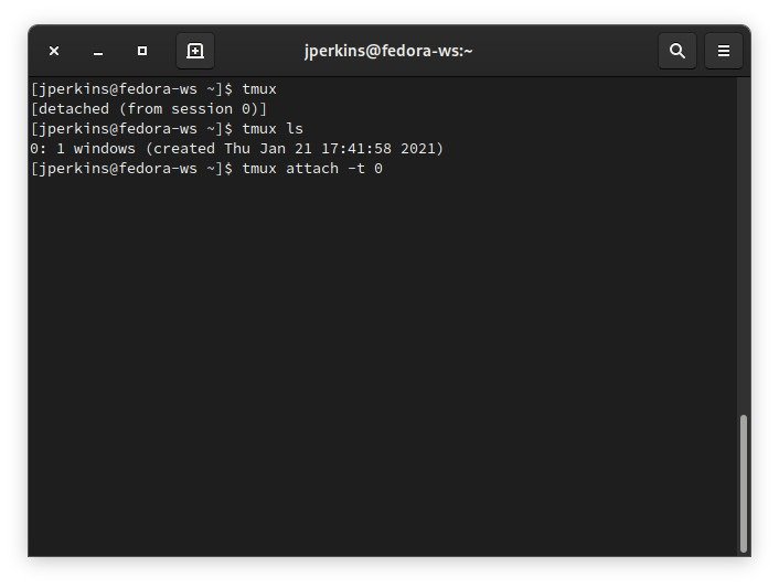 Tmux против экрана Tmux Attach 1