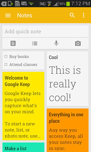 Приложение Google Keep для Android