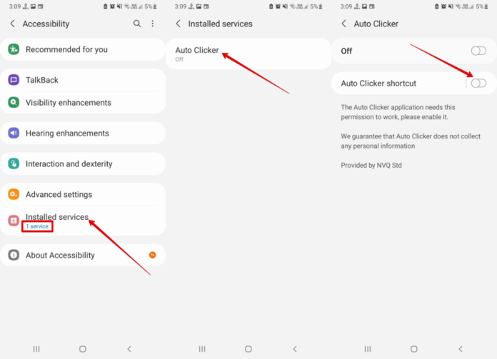 Toggle Службы в Android Auto Clicker