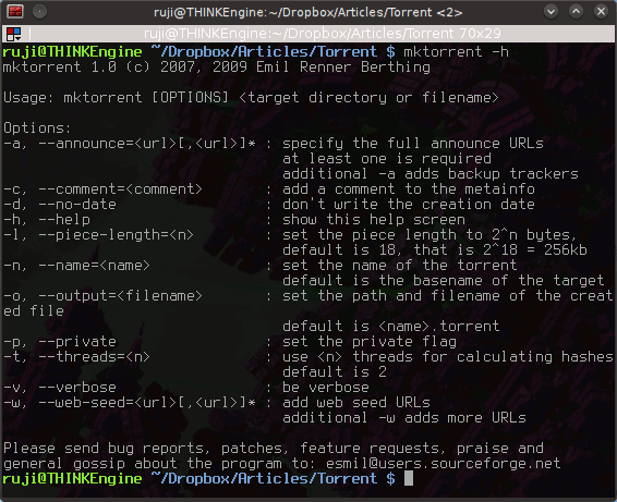 торрент-mktorrent-help