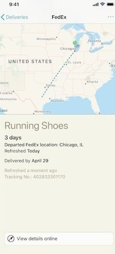 Отслеживание доставки посылок на смартфон Ios