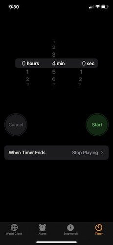 Выключить музыку по таймеру Iphone