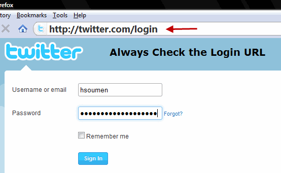 Проверьте URL-адрес входа в Twitter на предмет безопасности