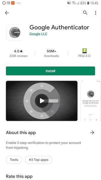 Вы можете бесплатно загрузить приложение Google Authenticator из Google Play.