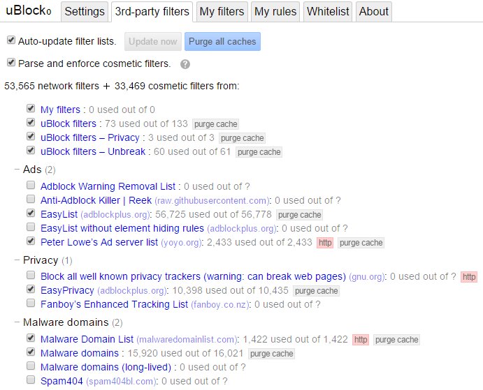 ublock-сторонние фильтры
