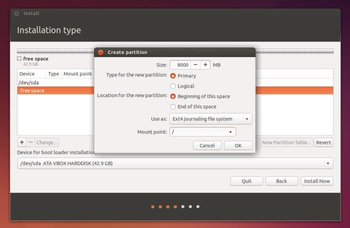 Ubuntu и Fedora – создать раздел