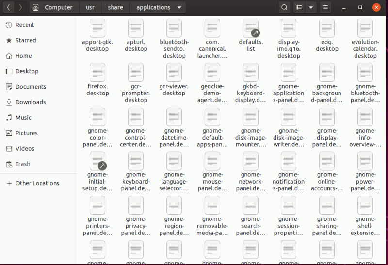 Папка файлов рабочего стола приложений Ubuntu 1