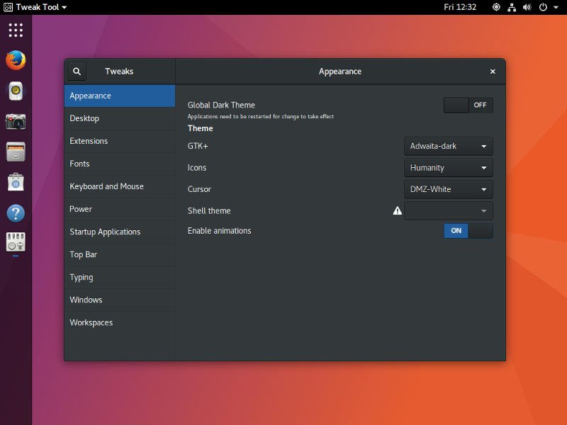 Инструмент настройки Ubuntu GNOME