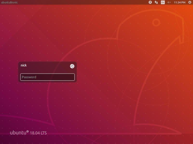 Экран входа в Ubuntu