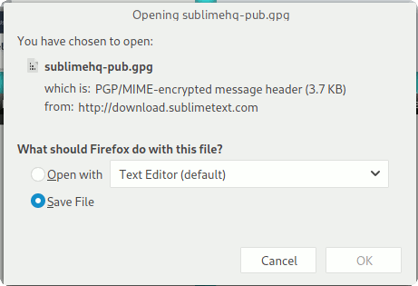 Ubuntu Сохранить Sublimetext Gpg